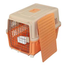 Large Dog Cat Crate Pet Carrier Rabbit Airline Cage With Tray Orange