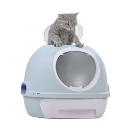 Hooded Cat Toilet Litter Box Tray House With Drawer & Scoop Blue