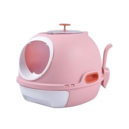 Hooded Cat Toilet Litter Box Tray House Drawer & Scoop Pink
