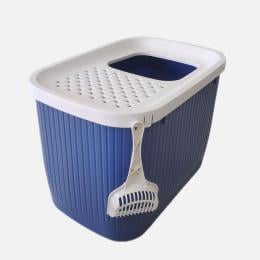 XXL Top Entry Cat Litter Box Large Enclosed Kitty Tray Dark Blue