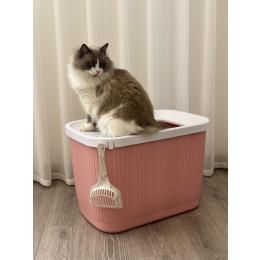 XXL Top Entry Cat Litter Box No Mess Kitty Tray Pink