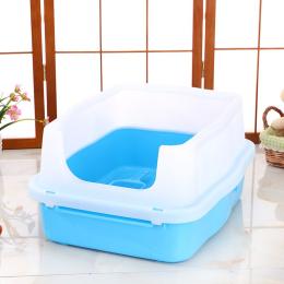 Large Deep Cat Kitty Litter Tray Pet Toilet Tray With Scoop Blue