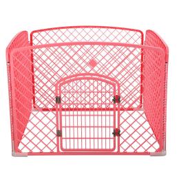 4 Panel Plastic Pet Pen Foldable Fence Dog Enclosure With Gate Pink
