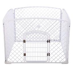 4 Panel Pet Pen Foldable Fence Dog Enclosure With Gate White
