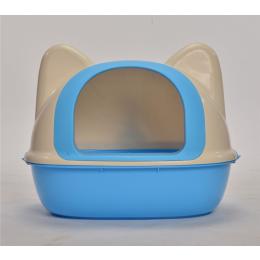 Medium Hooded Cat Toilet Litter Box Tray House With Scoop Blue