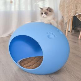 Medium Cave Cat Kitten Box Igloo Cat Bed House Dog Puppy House-blue