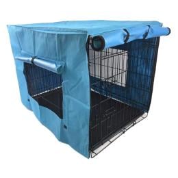 48in Collapsible Metal Dog Puppy Crate Cat Rabbit Cage With Cover Blue