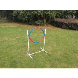 Portable Adjustable Dog Puppy Training Practice Jump Tyre Agility Post 74x60x103 cm