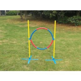 Portable Adjustable Dog Puppy Training Practice Jump Tyre Agility Post 74x50x121 cm