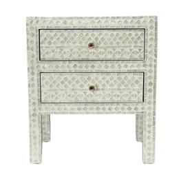 Mother Of Pearl Noir Bedside Table Cream 2-Drawers