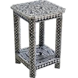 Mother Of Pearl Noir Opulence Side Table Bedside Desk