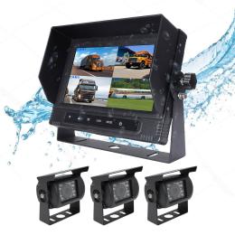 Elinz Waterproof 7in Quad Monitor With 3 Camera And 3x 10m Cable