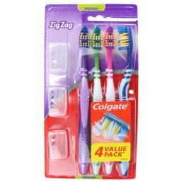 COLGATE PK4 TOOTHBRUSH ZIG ZAG SOFT & MEDIUM ASSORTED