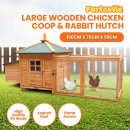 Furtastic Large Wooden Chicken Coop Rabbit Hutch Nesting Box Fir Wood