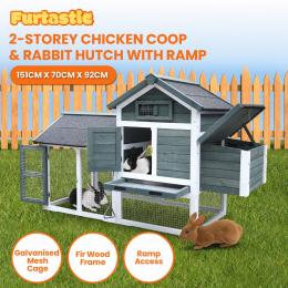 Furtastic Large Chicken Coop & Rabbit Hutch With Ramp - Green