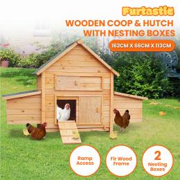 Furtastic Wooden Chicken Coop & Rabbit Hutch With Ramp and Nesting Boxes