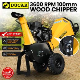 Ducar 70P 3600 RPM Wood Chipper w/ E-Start Shredder Mulcher Grinder Yellow Black