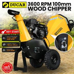 Ducar 70P 3600 RPM Wood Chipper w/ E-Start Shredder Mulcher Grinder Yellow Black
