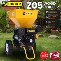 Ducar 7HP Wood Chipper Shredder Mulcher Petrol Yellow Black