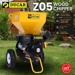 Ducar 7HP Wood Chipper Shredder Mulcher Petrol Yellow Black