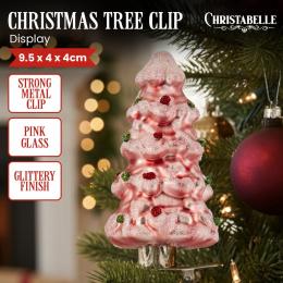 Christabelle Box of 6 Pink Glass Tree Ornaments with Glitter