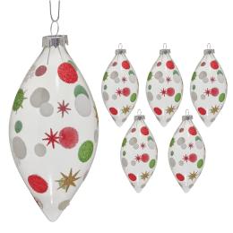 Christabelle Clear Glass Teardrop Baubles 6Pcs Balls Christmas Tree Decoration Ornament