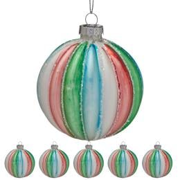 Christabelle Multi-Colour Glass Baubles 6Pcs Balls Christmas Tree Decoration Ornament