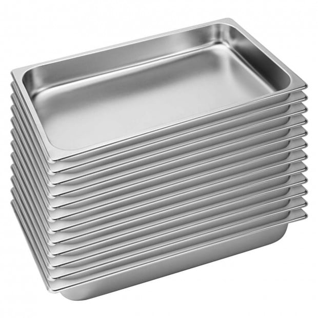 SOGA 12X Gastronorm GN Pan 1/1 GN Pan 6.5cm Deep Stainless Steel