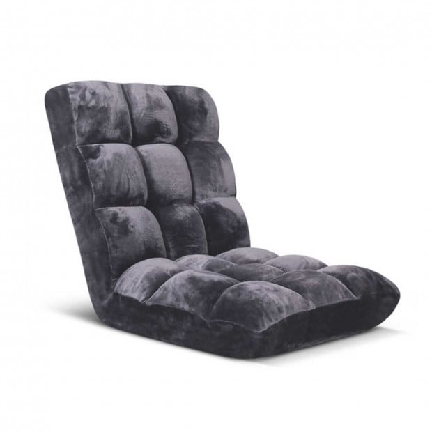 SOGA Floor Recliner Folding Lounge Sofa Couch Folding Chair Grey