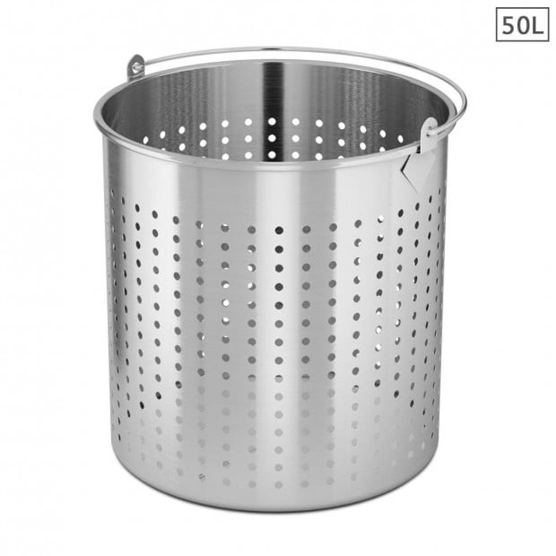 50L 18/10 Stainless Steel Perforated Stockpot Basket Pasta Strainer