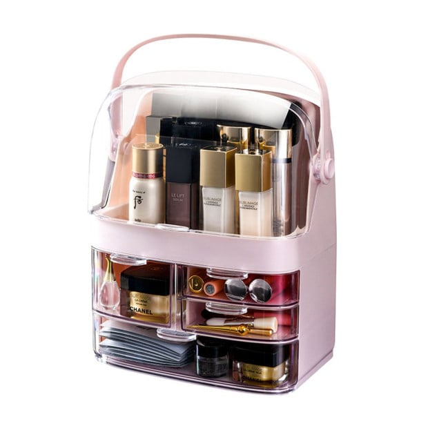 3 Tier Countertop Makeup Cosmetic Storage Organiser Holder Pink