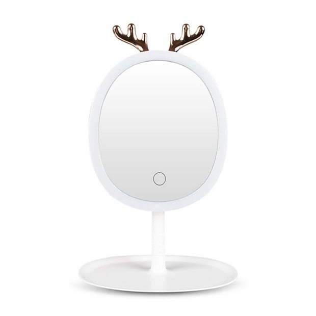 White Antler LED Light Makeup Mirror Magnification Tabletop