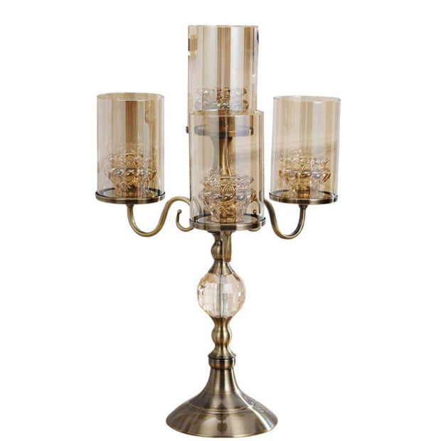 58cm 4-Slots Glass Candlestick Candle Holder Stand Pillar