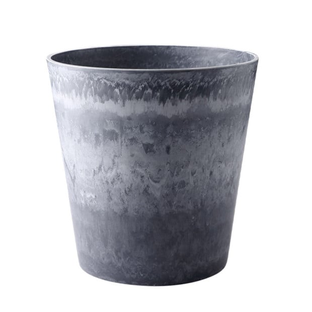 27cm Weathered Grey Round Resin Plant Flower Pot - Planter
