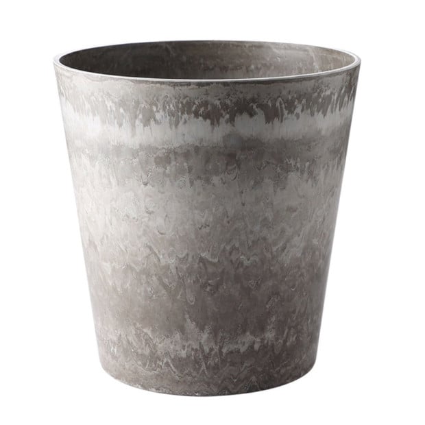 27cm Rock Grey Round Resin Plant Flower Pot Cement Pattern Cachepot