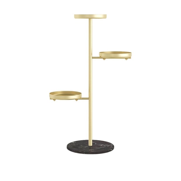 3 Tier Gold Round Plant Stand Flowerpot Tray Display Living Room