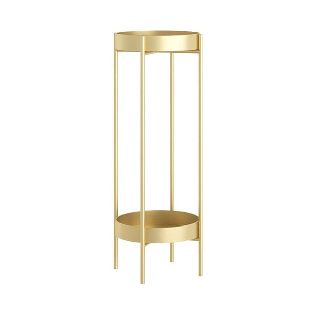 2 Layer 80cm Gold Metal Plant Stand Flower Pot Holder Corner Shelving