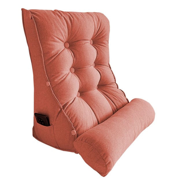 45cm Peach Triangular Wedge Lumbar Pillow Headboard Backrest Cushion