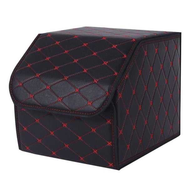 Car Boot Foldable Trunk Cargo Organizer Storage Box Black/Red Small