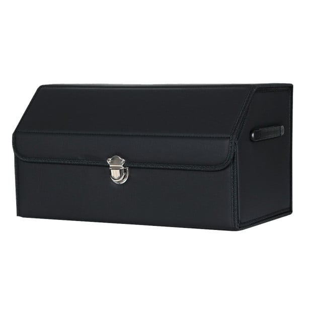 Car Boot Trunk Cargo Organizer Storage Box With Lock Black Medium