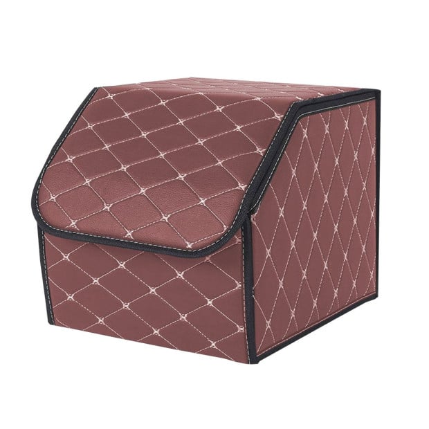 Car Boot Trunk Cargo Organizer Portable Storage Box Coffee/Gold Small