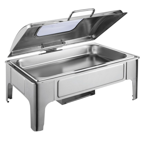 9L Rectangular Stainless Steel Soup Warmer Roll Top Chafing Dish
