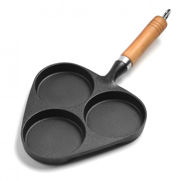 SOGA 3 Mold Cast Iron Breakfast Fried Egg Pancake Non-stick Fry Pan