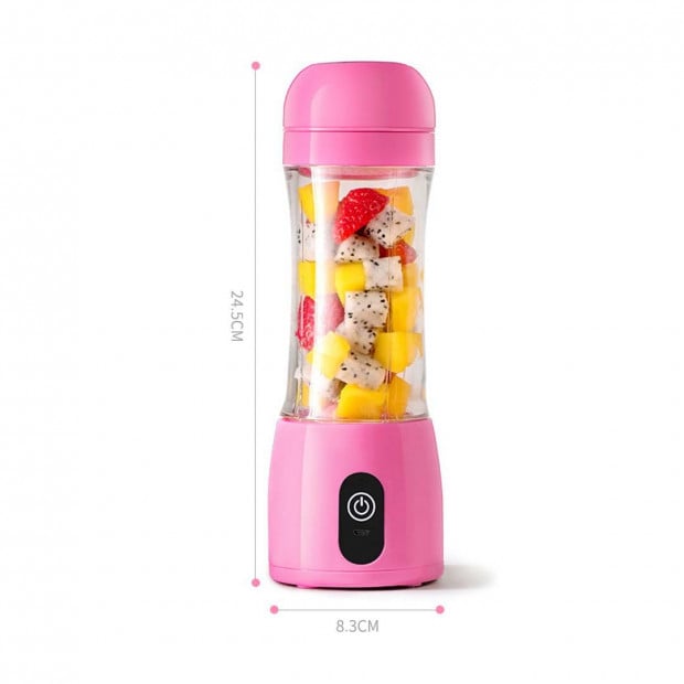 SOGA 380ml Portable USB Rechargeable Handheld Fruit Mixer Juicer Pink Image 2