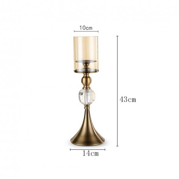 SOGA 37cm Glass Candle Holder Candle Stand Glass Metal with Candle Image 2