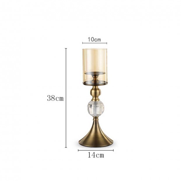 SOGA 34cm Glass Candle Holder Candle Stand Glass Metal with Candle Image 2