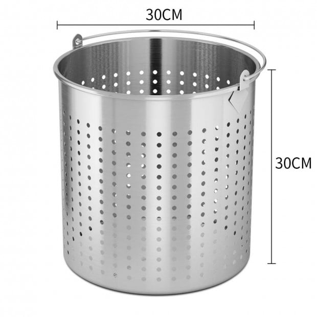 21L 18/10 Stainless Steel Perforated Stockpot Basket Pasta Strainer Image 2