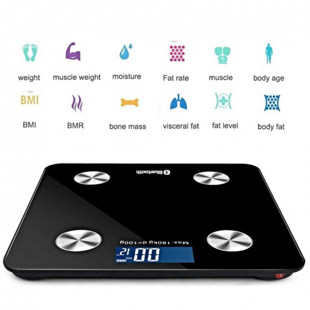 Wireless Bluetooth Digital Body Scale Bathroom Health Weight White Image 2