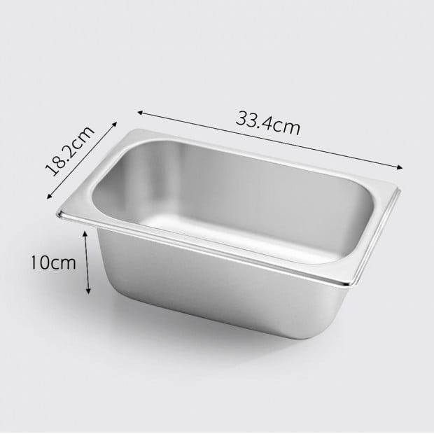Gastronorm GN Pan Full Size 1/3 GN Pan 10cm Deep Stainless Steel Tray Image 2
