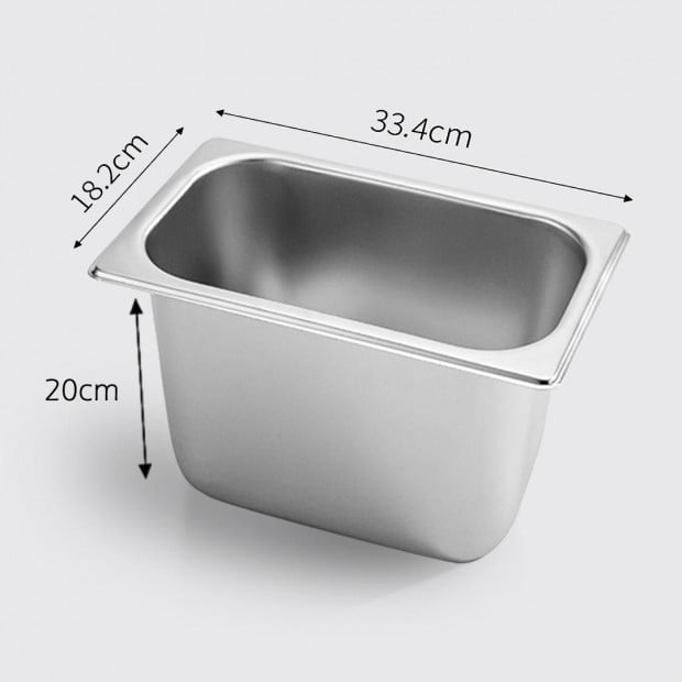 Gastronorm GN Pan Full Size 1/3 GN Pan 20cm Deep Stainless Steel Tray Image 2